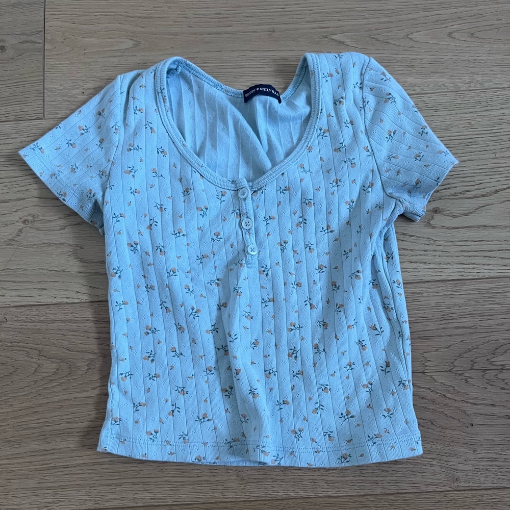 brandy melville button floral top